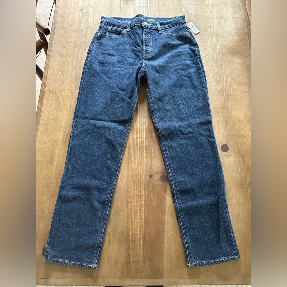 deep blue straight leg jeans
